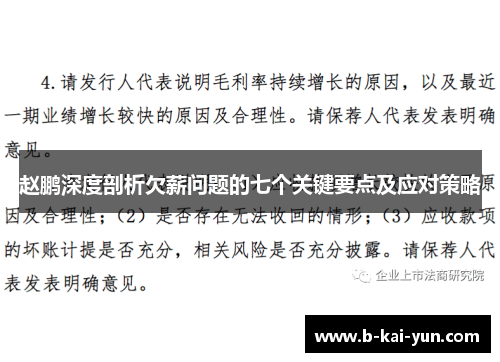 赵鹏深度剖析欠薪问题的七个关键要点及应对策略