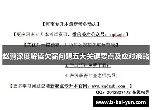 赵鹏深度解读欠薪问题五大关键要点及应对策略