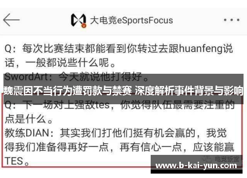 魏震因不当行为遭罚款与禁赛 深度解析事件背景与影响